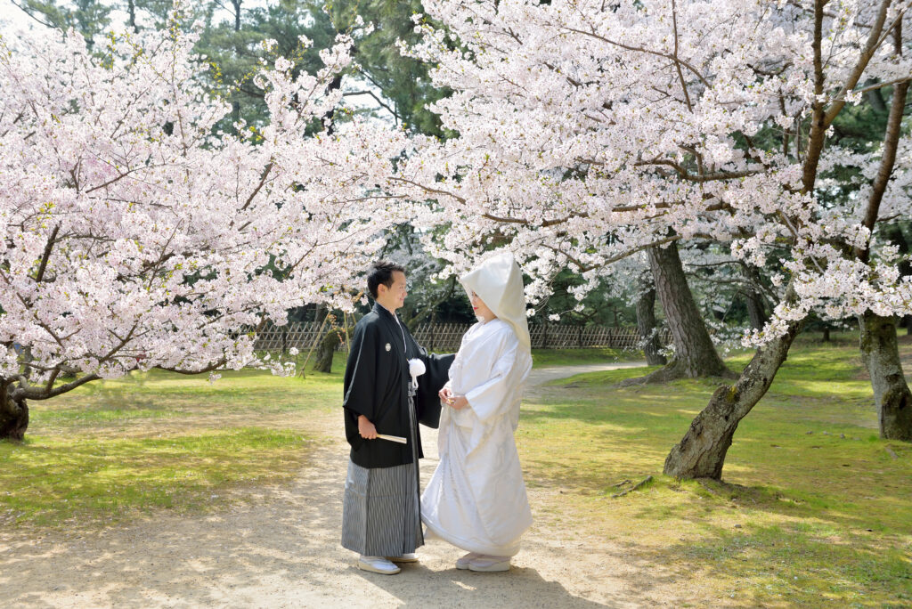 栗林公園の桜　春　結婚式の前撮り
