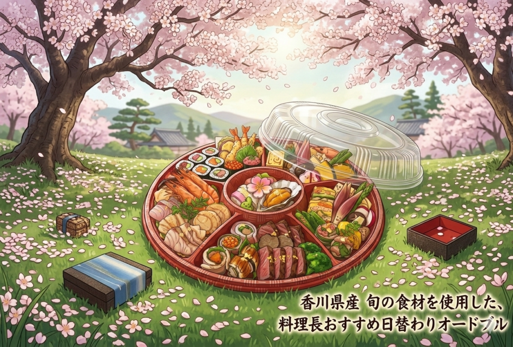 栗林公園　お花見　オードブル　場所取り